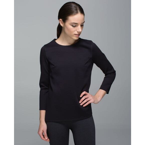 Lululemon Pleat On Long Sleeve Top Black Size 8 - Picture 1 of 7